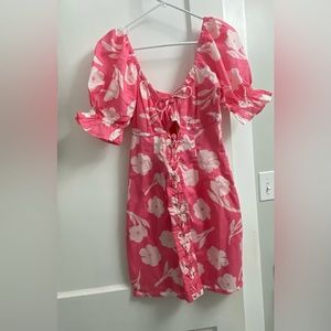 Pink floral mini dress